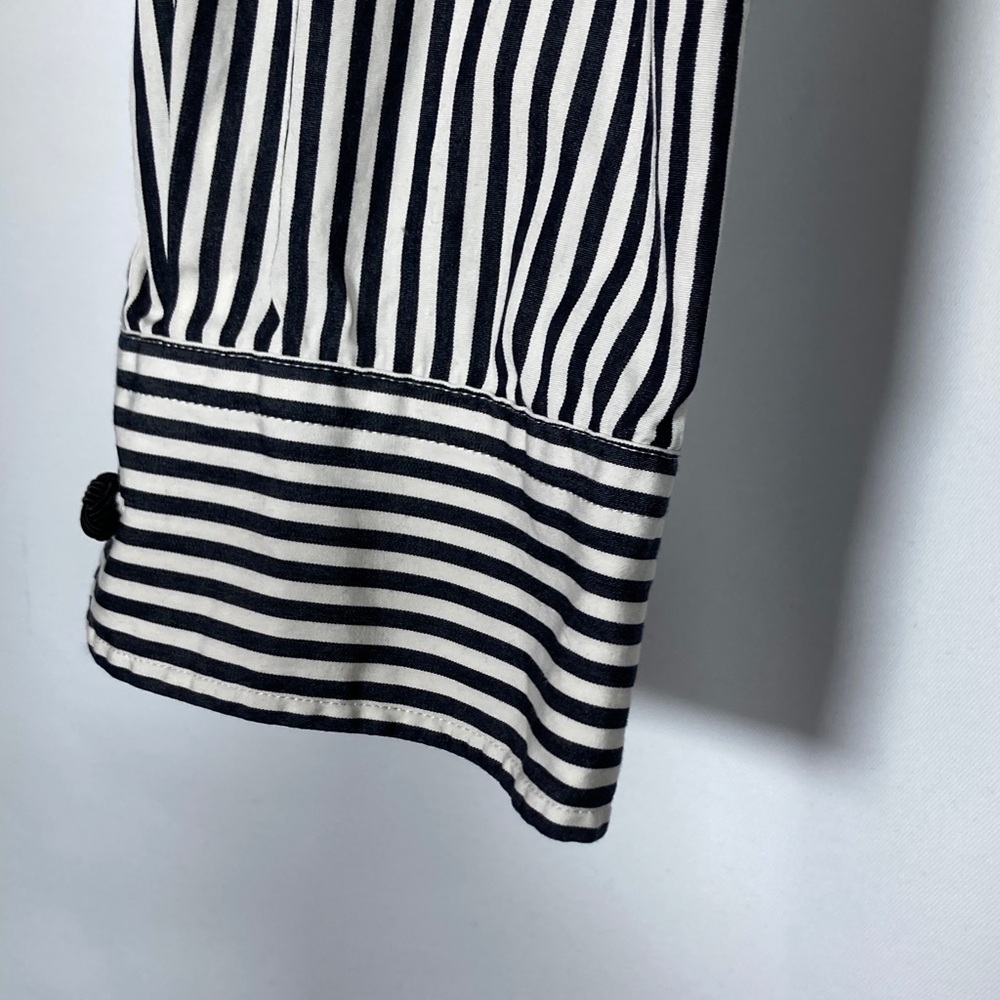 Vintage Lauren Ralph Lauren Striped "Banker" Shirt – Black & White Sz 1x - Picture 6 of 15